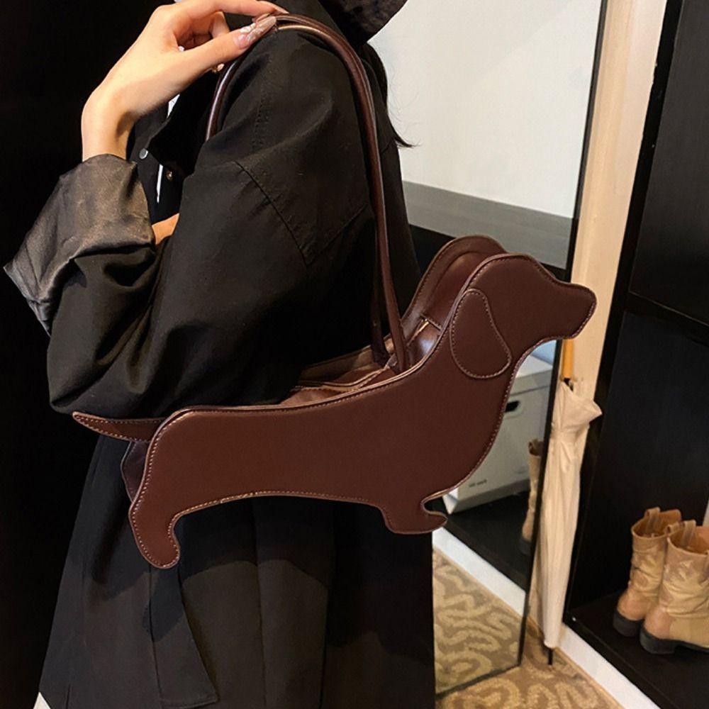 Three-dimensional Animals Shoulder Bag Sausage Dog Cartoon Handbag Dachshund Dog Bag  Outdoor