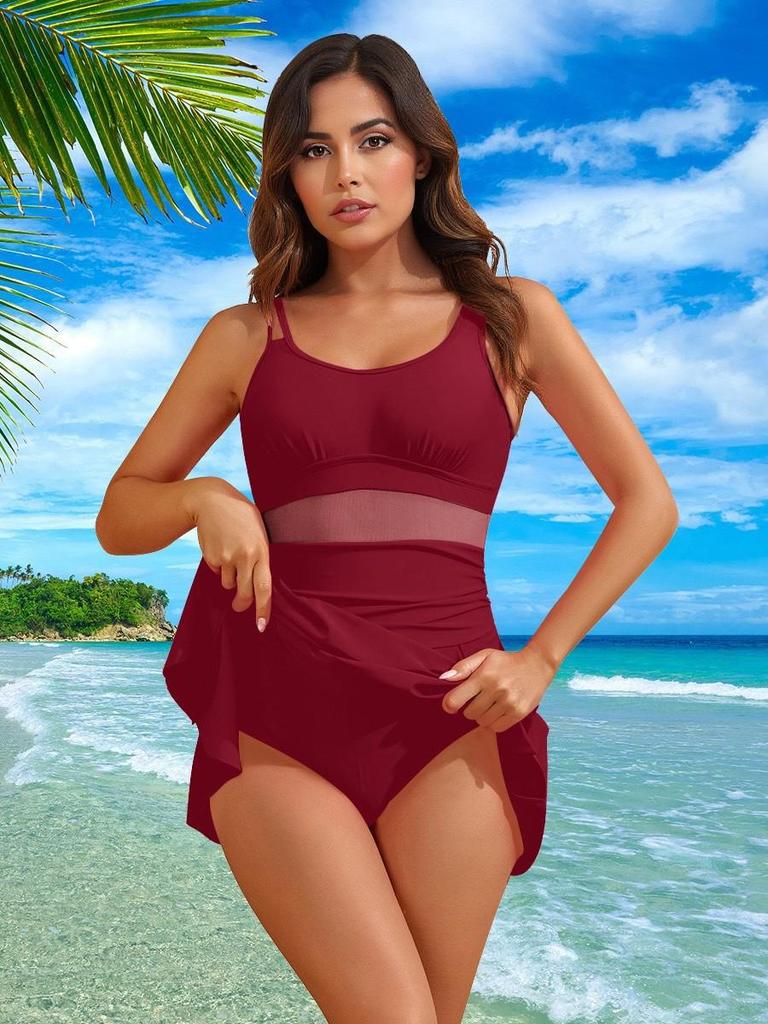 2025 European Slimming One-Piece Swimsuit - Conservative, Belly-Covering Vacation Tankini