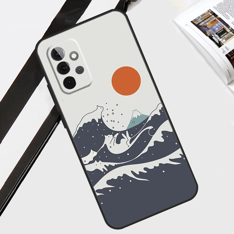 Abstract Cat Mount Fuji Japan Landscape For Samsung Galaxy A34 A54 A14 A71 A51 A13 A23 A33 A53 A73 A12 A22 A52 A32 Phone Case