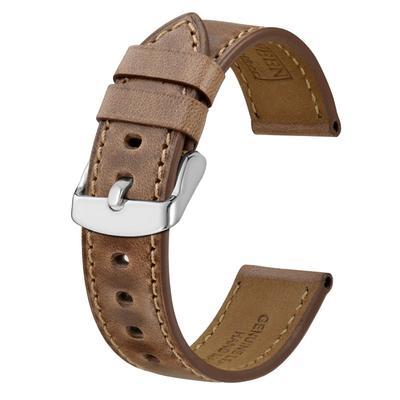 Montre en cuir véritable Horween 19 mm avec outils d'installation Bracelet, Marron,