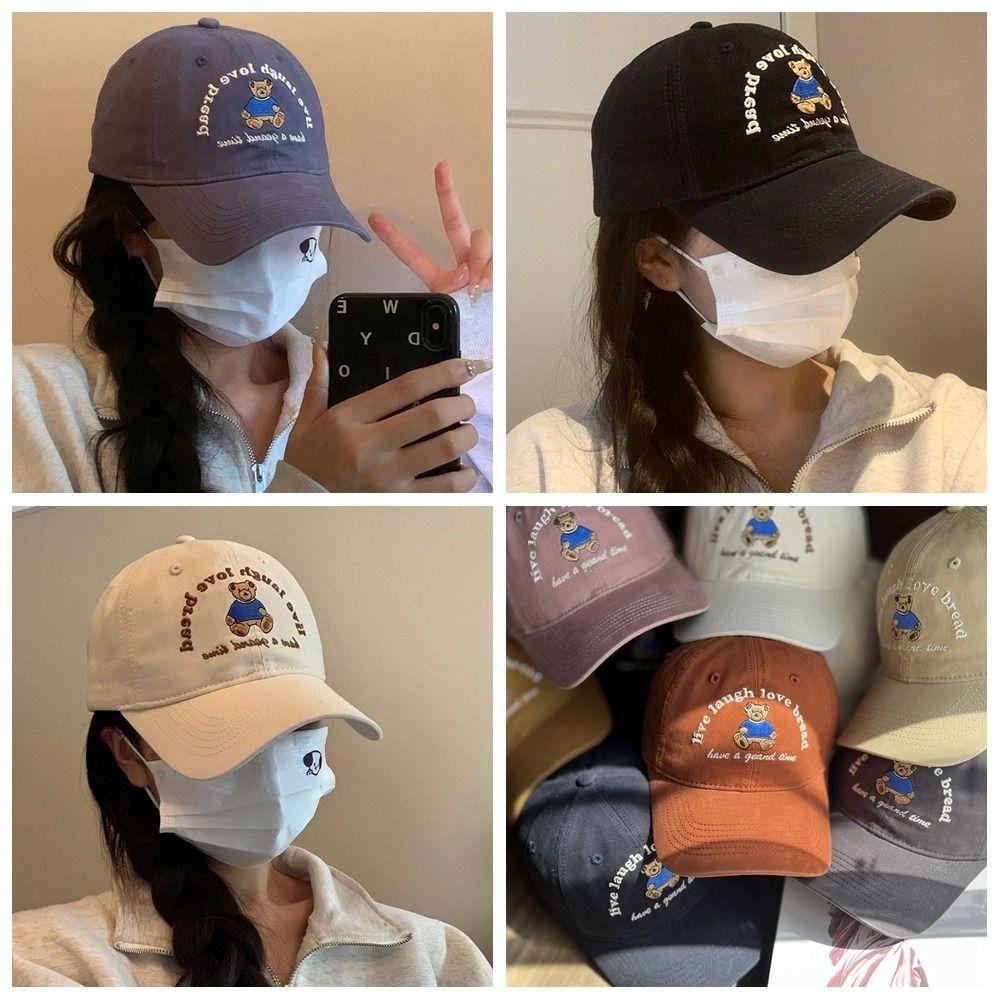 

Embroidered Sun Hat Letter Peaked Cap Embroidery Little Bear Baseball Cap Sports