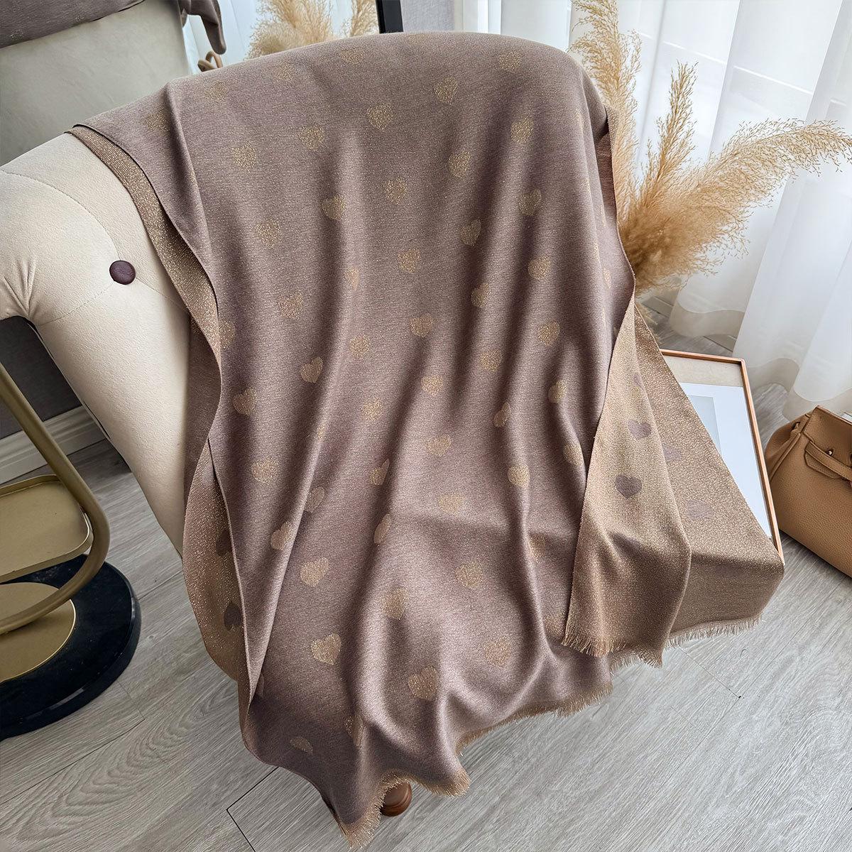 

Милый шарф с персиковым сердечком Женский Корейская версия Универсальный для улицы Имитация кашемира Теплая шаль Двусторонний Большой шаль Двойного назначения 185*65 тёмно-рыжий