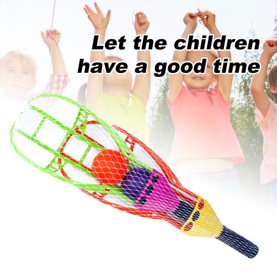 1Set Racquet Ball Bright Color Parent-children Interaction Lightweight Launch and Catch Balls for Outdoor