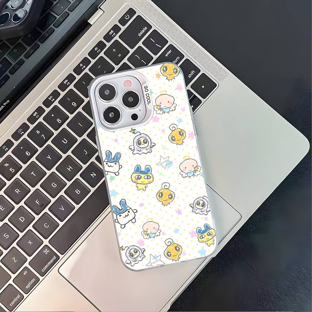 

Cute Game T-Tamagotchis For iPhone 17,16,15,14,13,12,11,Mini,Pro,E,SE4,XS,MAX White Shockproof Candy Matte Cover iPhone13PRO