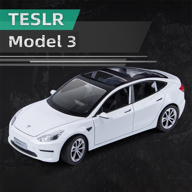 

1:24 Tesla Model 3 Alloy Model Car Toy Diecasts Metal Casting Sound and Light Car Toys Vehicle белый