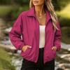 Women's Color Long Sleeve Hooded Zip-Up Jacket with Pockets