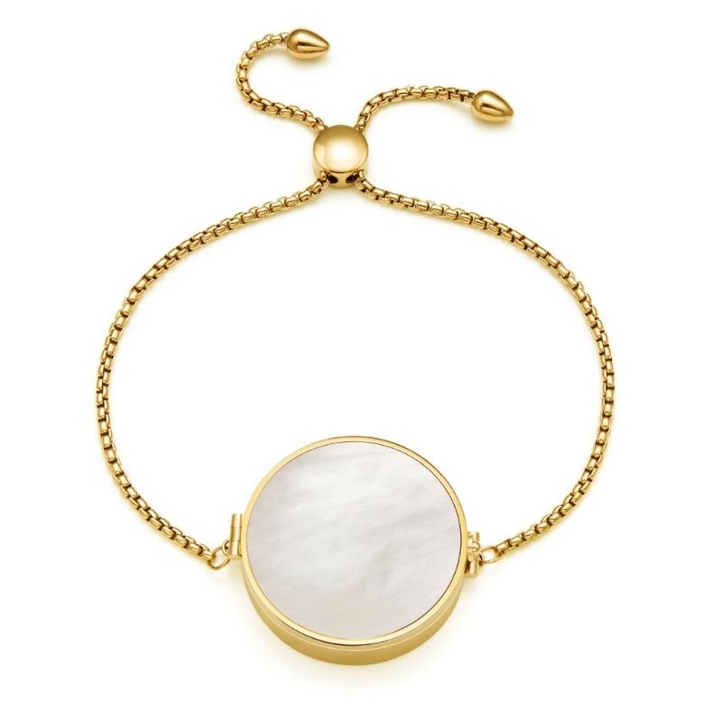 Sturdy Stainless Steel Lipstick Holder Bracelet Featuring Shell Design High Polish Finish for Everyday Wear
