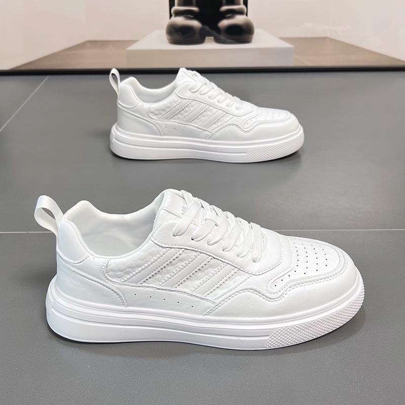 

Men s 2025 Versatile White Low-Top Sneakers - Breathable and Casual Sports Shoes Size 43
