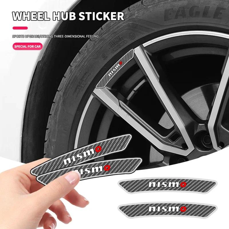 4Pc Car Rims Wheels Curved Carbon Fiber Sticker Decal For Nissan Nismo Note Armada Pulsar Pathfinder X-Trail Qashqai Accessories