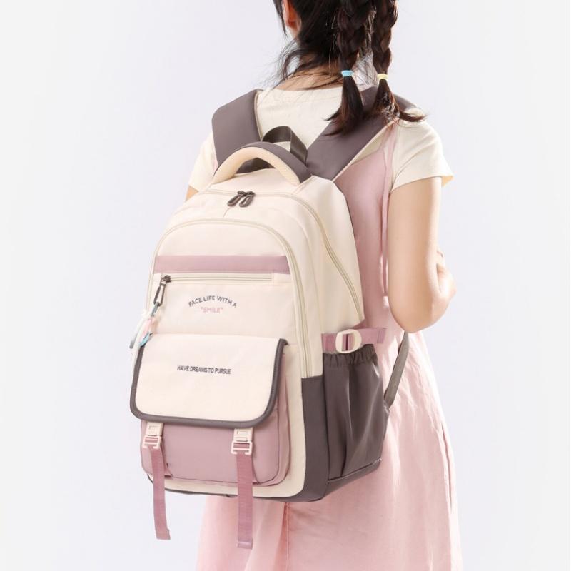 New Simple Letter Portable Travel Backpacks Large Capacity High Value Dirt-resistant Middle School Girls Schoolbag College Student Waterproof Book Bag