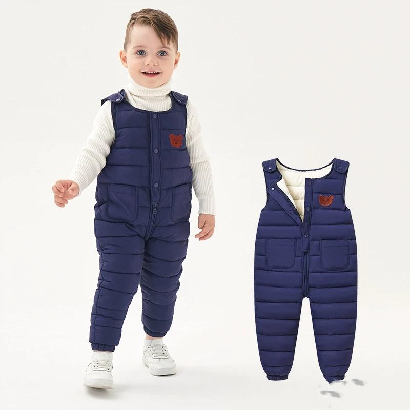 Autumn Winter Baby Boys Overalls Autumn Girls Thick Pants Baby Girl Warm Jumpsuit Outdoor Sweatpants Children Ski Down Overalls