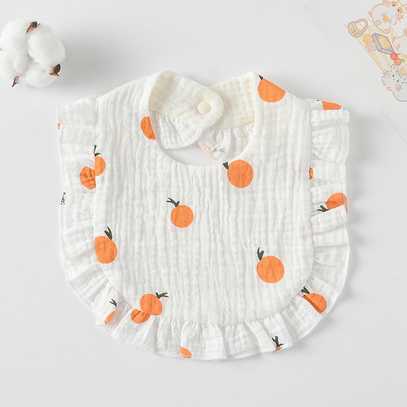 Ruffle Baby Drool Bibs: Pure Cotton Printed Lace Bibs