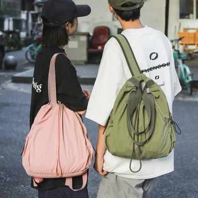 Zaino in nylon con coulisse Borsa da scuola per studenti con borsa a secchiello singola a doppia spalla da donna