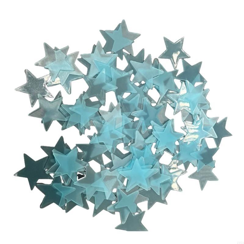 Pack of 100 Glowing 3D Star Sticker for Bedroom Ceiling and Wall Decoration 3cm Diameter Glow In Dark Wall Decal