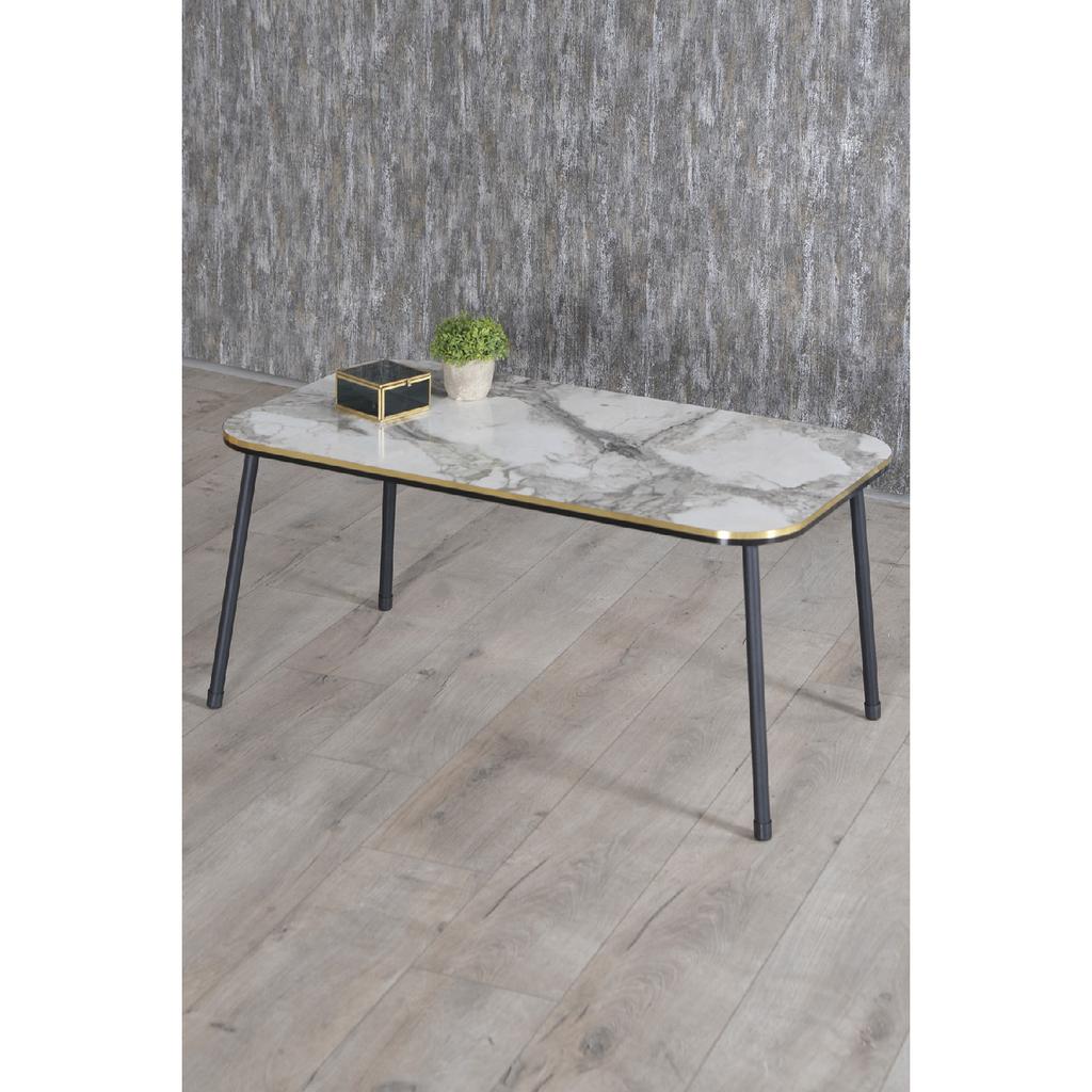 Coffee Table Kr Black Metal Leg Double Gold White
