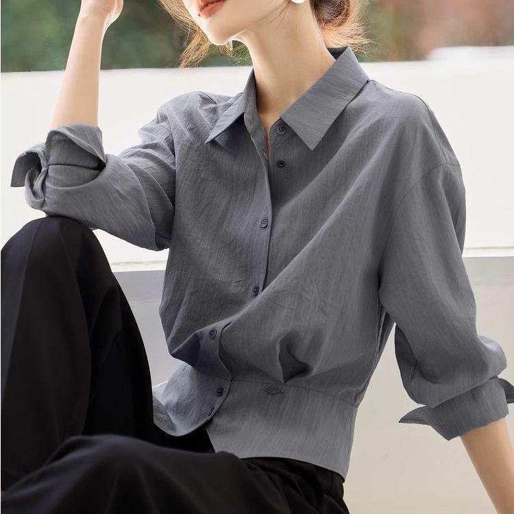 

Women s Shirt Top Autumn Commuter Shirt with Waist Cinching and Slimming Effect S