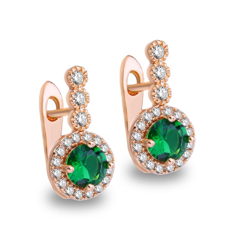 

Серьги-клипсы MINTHA, модные серьги цвета розового золота, свадебные повседневные модные украшения, серьги с зеленым фианитом для женщин, свадебные серьги A