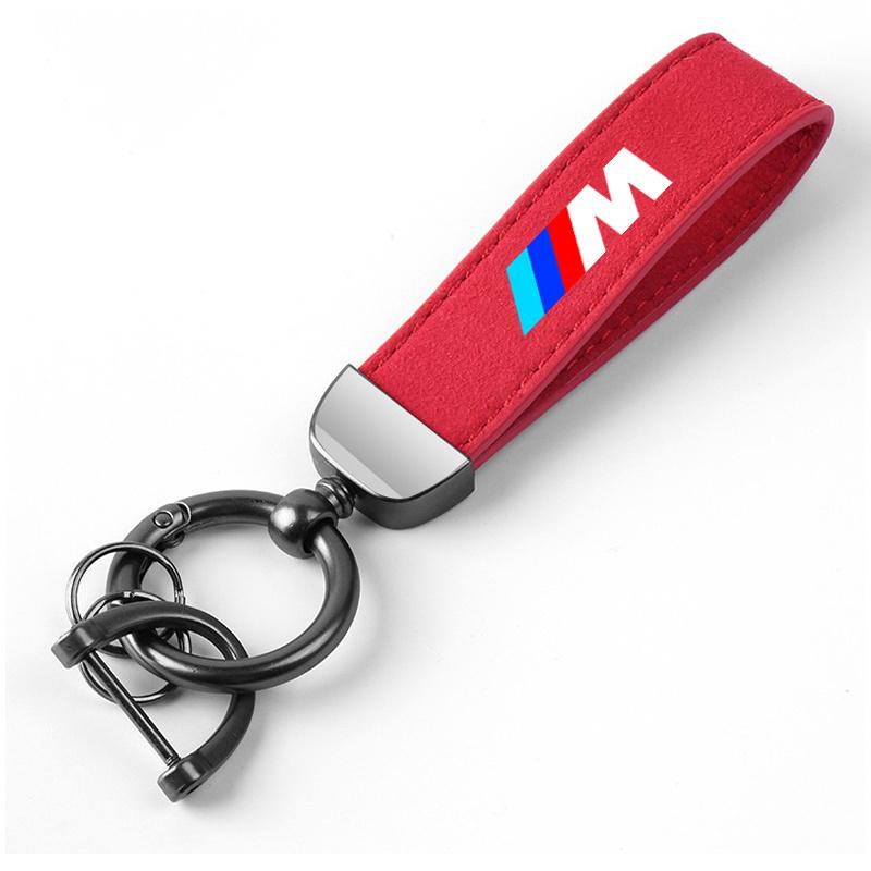 Hot 2025 Car Suede Keychain Leather Key Chain For BMW M Power Performance M3 M5 X1 X3 X5 X6 E46 E39 Car Key Strap Waist Wallet K