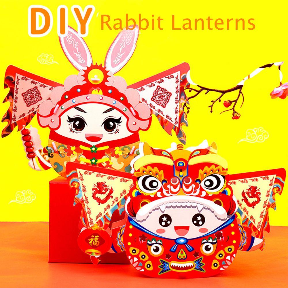 

Year Mid Autumn Festival Hand Made Glowing Lanterns Holiday Lighting DIY Materials Rabbit Lanterns