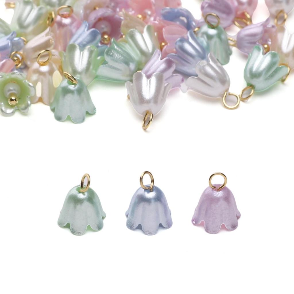 Acrylic Imitation Pearl Color Preservation Cream Lily Orchid Charms Pendant For Jewelry Making Accessories