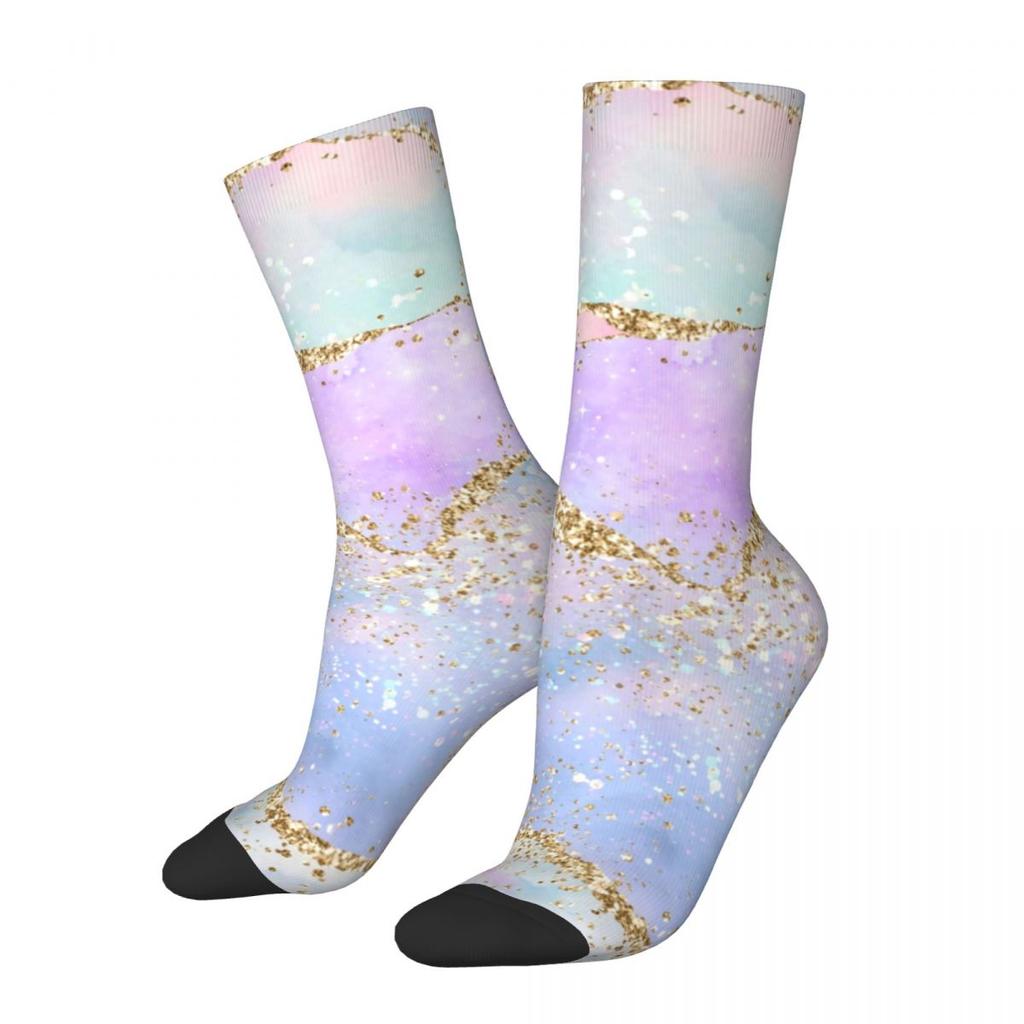 Ombre Polygonal Socks Autumn Gradient Purple Stockings Vintage Couple Medium Soft Socks Custom Outdoor Sports Anti-Slip Socks