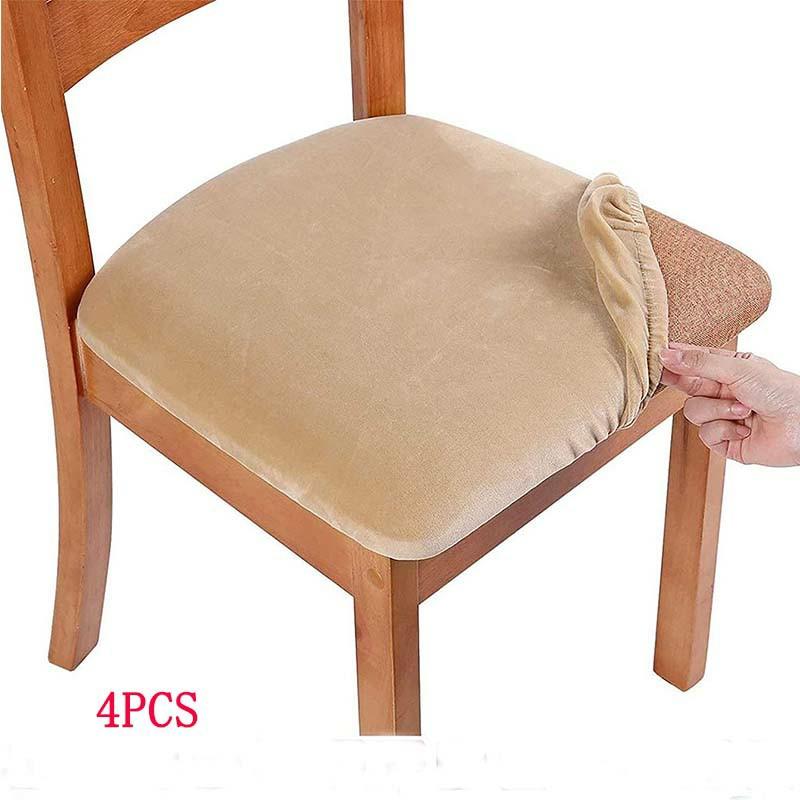 4PCS Velvet Seat Covers for Dining Room Chair Stretch Fit Removable Washable Chair Seat Cushion Protector Slipcovers 19190₽