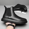 Vintage Mens Winter Chelsea Boots Hightop Leather Boots Autumn Men's Hightcut Walking Casual Platform Bootie