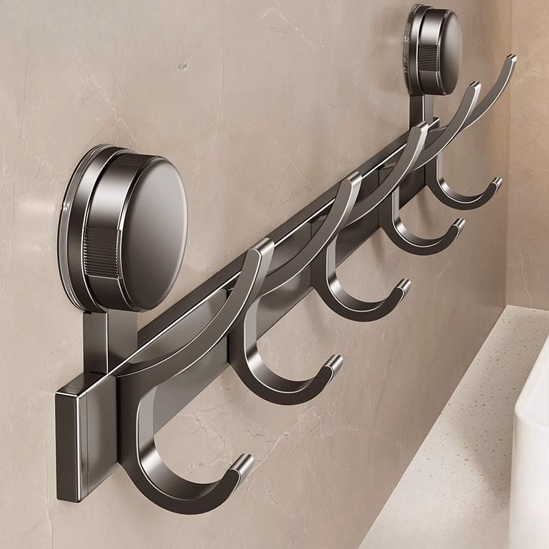 Hakenleiste aus Aluminiumlegierung, Wandmontage mit Doppel-Saugnapf zum Aufhängen, Bohrerfreie Saugnapf-Handtuchstange und Hutständer zum Aufhängen von Handtüchern, Mänteln, Hüten