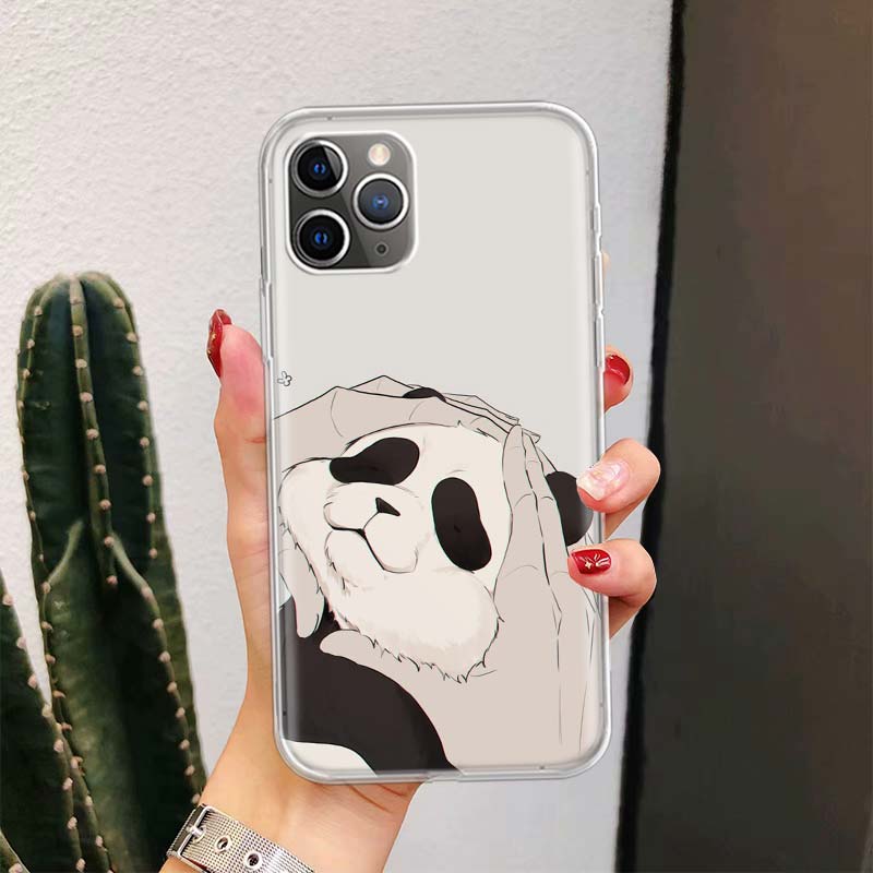 Cartoon Cute Panda Bear For iPhone 17 Air 16 15 14 Plus 13 Mini 12 11 Pro Max Phone Case 16E 7 Print 8 SE Fundas Cover Soft Coqu