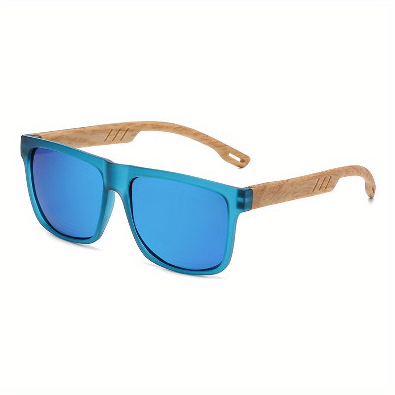 New Men Square Casual Sunglasses Wood Grain Spring Hinges Eyeglasses UV400 Protection Unisex Outdoor Daily Eyewear