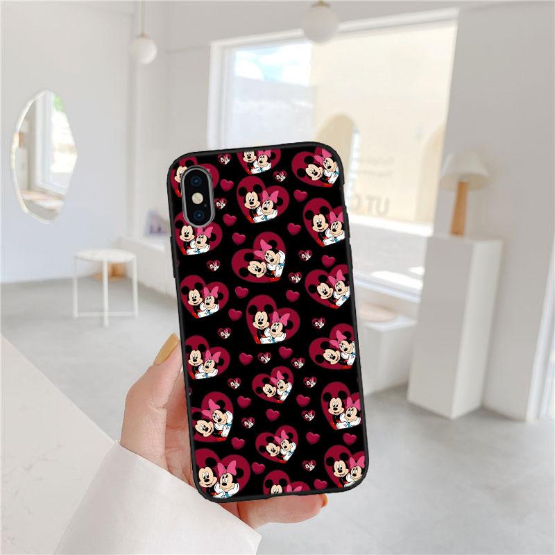 CJ77 Mickey Minnie Mouse Soft Shell Phone Case for iPhone 16 15 14 13 12 Pro Max Plus Mini