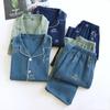Double Gauze Long Open Simple and Loungewear and Pants Star Perfect for and Perfect as Loungewear or S-Lifeeling Men's Pajamas, 100% Cotton, Sleeves,