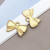 Gold Stainless Steel Bow Necklace & Bracelet Set - Versatile Pendant, Charm, DIY Earrings, Fashion Jewelry Accessories.