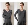 Women's 100% Pure Cashmere V-Neck Long Sleeve Pullover Sweater for Spring and Autumn.