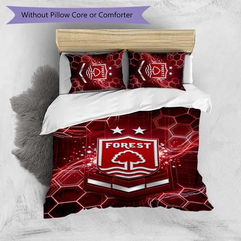Set Lenzuola Stampato Nottingham Forest Football 3 Pezzi, Comodo Set Copripiumino per Camera da Letto Amico della Pelle