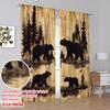 2D Flat Printing 2pcs Retro Bear Pattern Window Drapes Rod Pocket Design For Easy Installation Window Curtain For Living Room