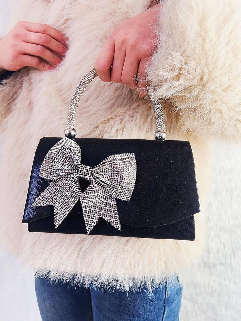 Bolso de Mano de Noche de Lujo con Lazo de Diamantes: Bolso de Fiesta y Vestido para Mujer