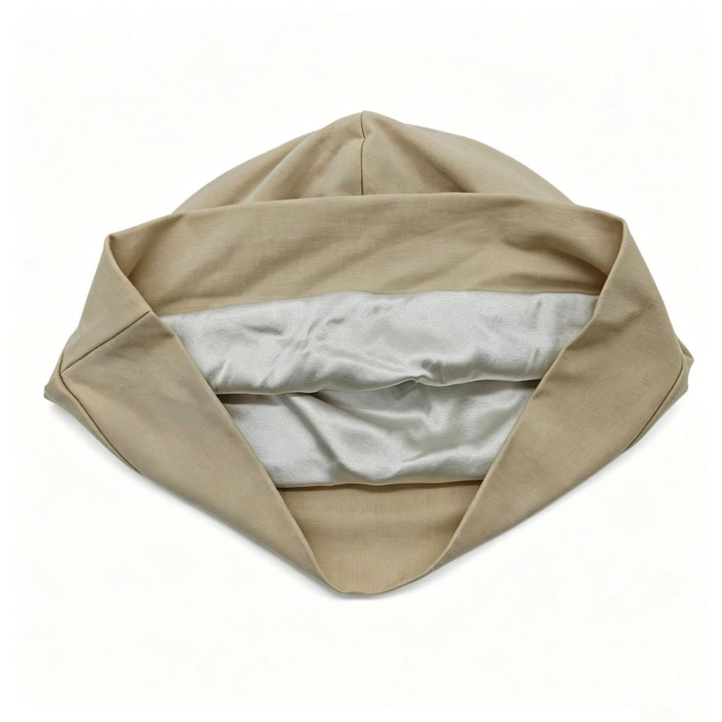 Mulberry Silk Lined Cotton Sleep Cap: Comfortable, Elastic Headwrap for Postpartum and Air Conditioning