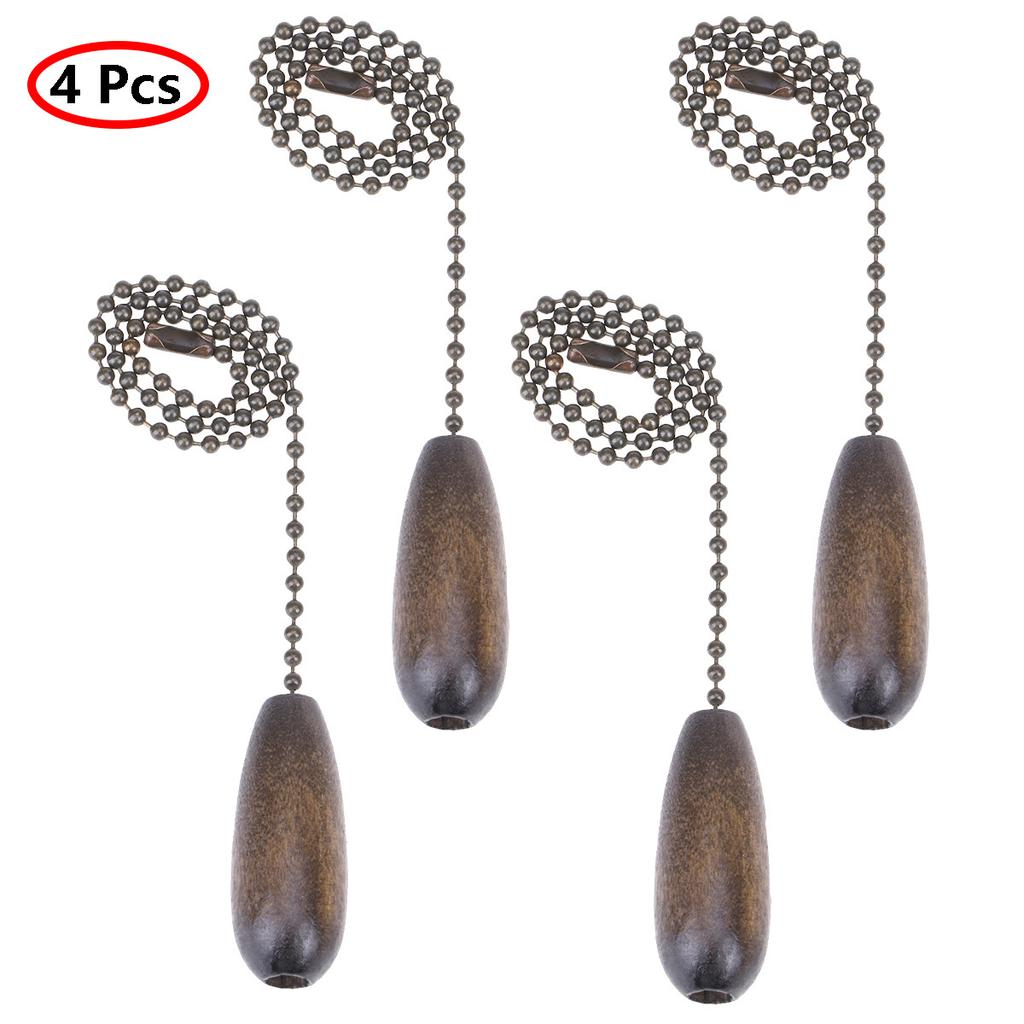 Wooden Ceiling Fan Chain Pulls 4Pcs: Pendant Pull Chain Extension for Ceiling Light Lamp Fan Replacement