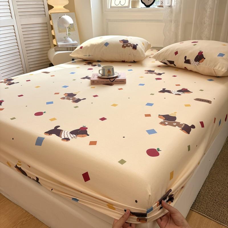 100% Cotton Fitted Sheet Protector Mattress Anti-Slip Bed Cover Modern Minimalist Style 90x190cm To 200x220cm