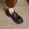 Platform loafers women's leather 2025 new retro camellia shoes black commuter shoes British small leather shoes