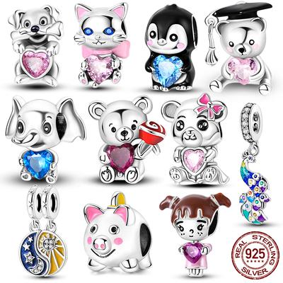 Animal Collection Charm Beads Fit For Charmhub Bracelet Jewelry Making Copper Dog Owl Turtle Monkey Butterfly Charm Beads