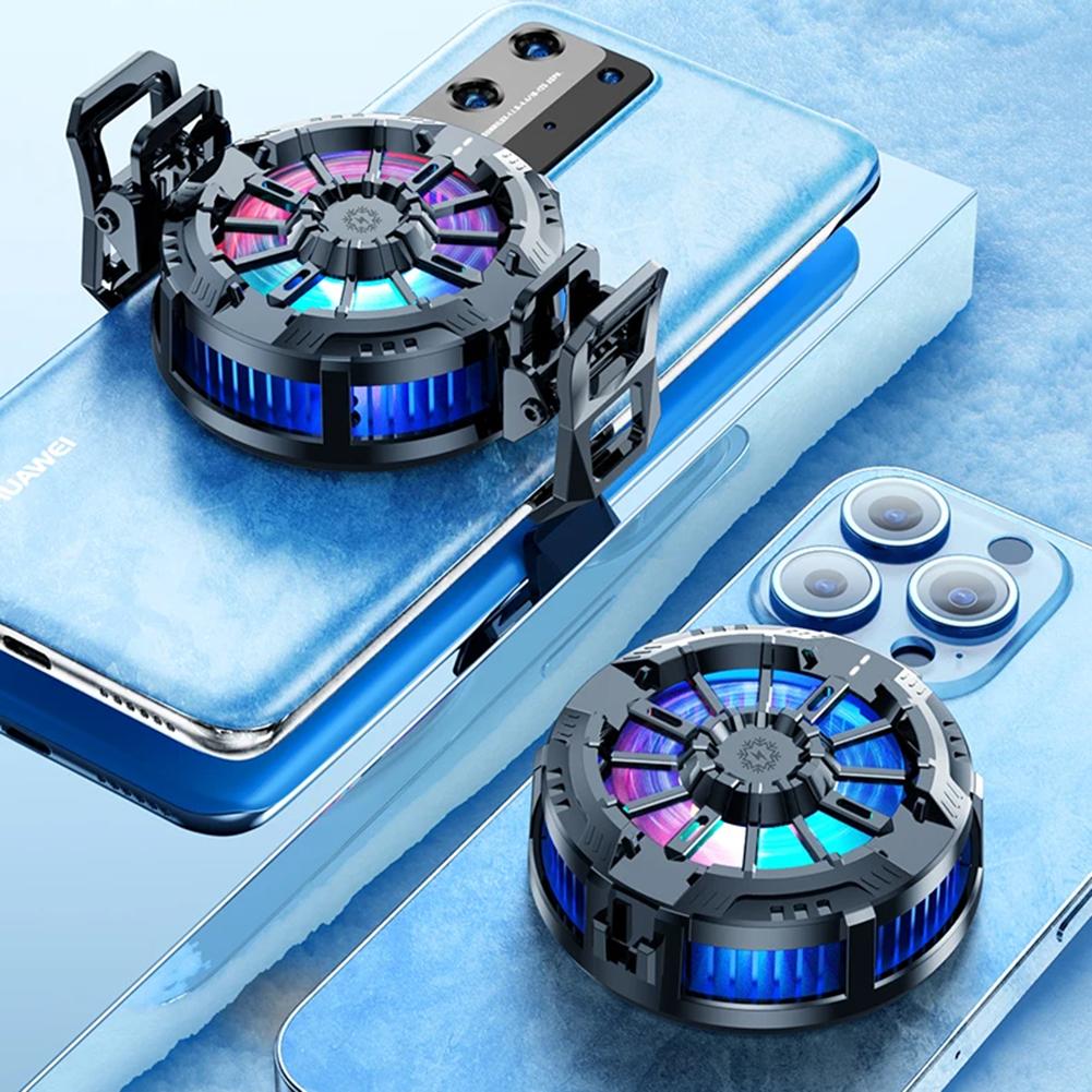 Magnetic & Back Clip Mobile Phone Gaming Cooler with Digital Display RGB Cell Phone Cooler for Apple Samsung Xiaomi Mobile Phone