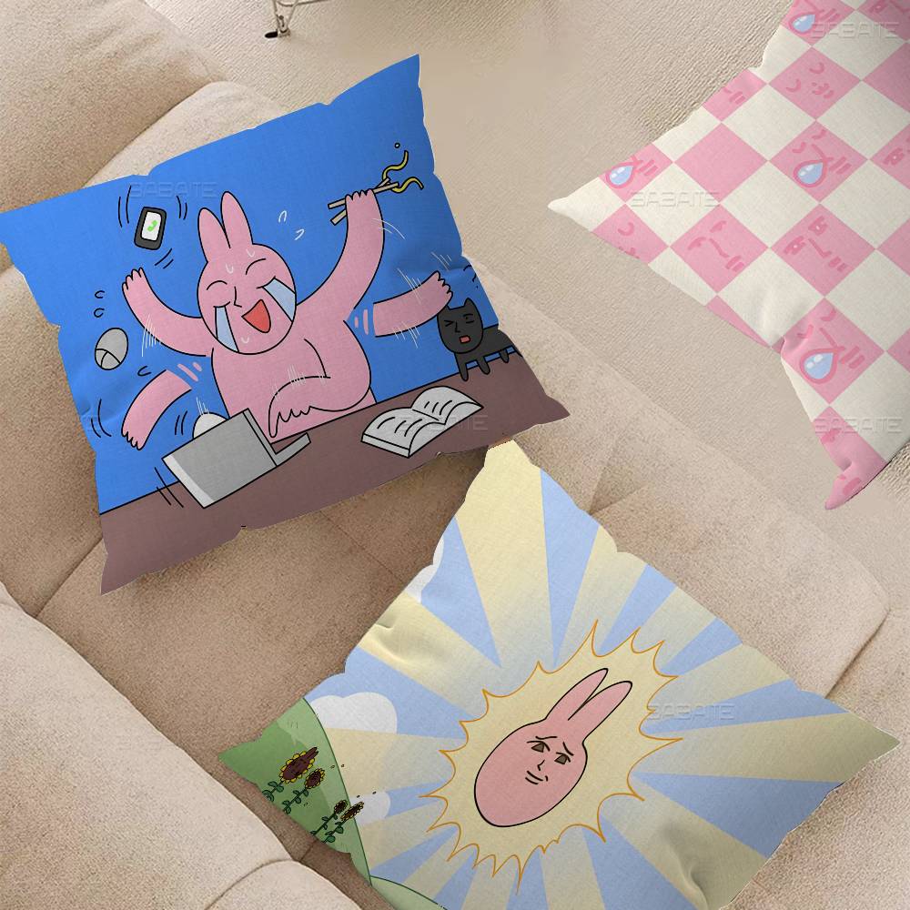 My F-Friend Pink Rabbit Funny Anime Pillow Gift Home Office Decoration Bedroom Sofa Car Cushion Cover Case 45X45