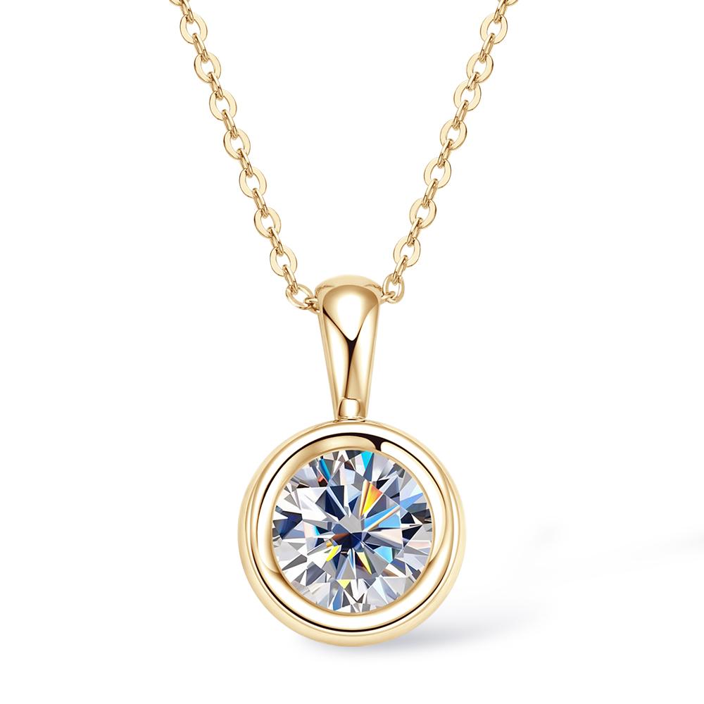 Sweetrain  Certified 2CT Moissanite Pendant Necklaces 925 Sterling Silver Solitaire Necklace Chain for Women Jewellry Gift 2CT Moissanite
