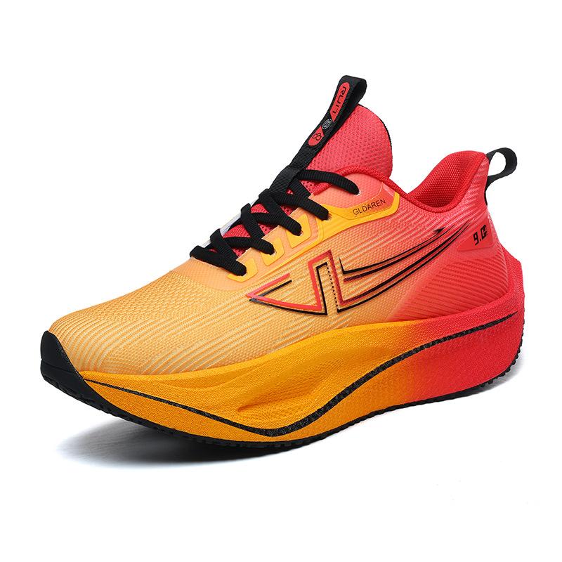 New marathon racing non-slip and wear-resistant running shoes couple popcorn carbon board cushioning rebound soft-soled sports shoes
