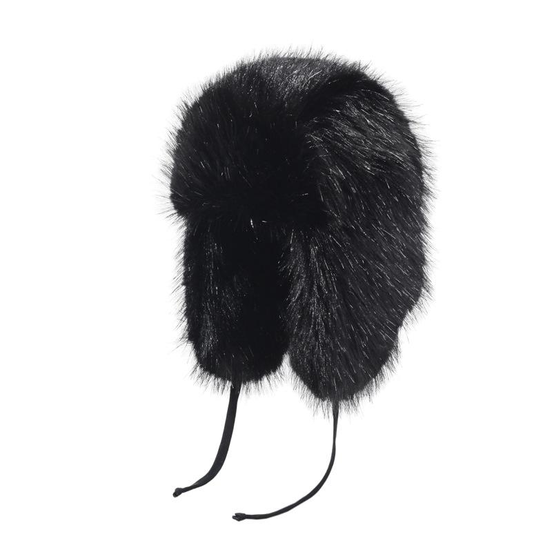New winter silver silk plush hat thickened thermal hat cold-proof fluffy hat autumn and winter imitation fox hair showing small face hat