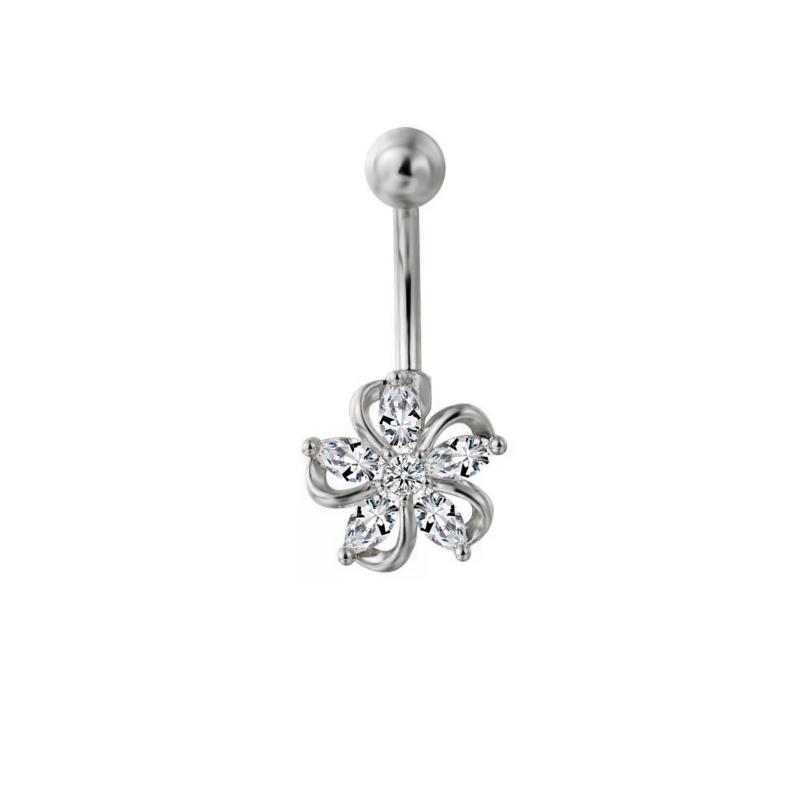 Stainless Steel Belly Button Ring Dangle Navel Ring Belly Piercing External Thread Cubic Zirconias Navel Ring Piercing