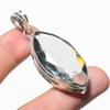 Lab Created Alexandrite Quartz Pendant 2.3" Silver Tone Marquise Cut Gemstone