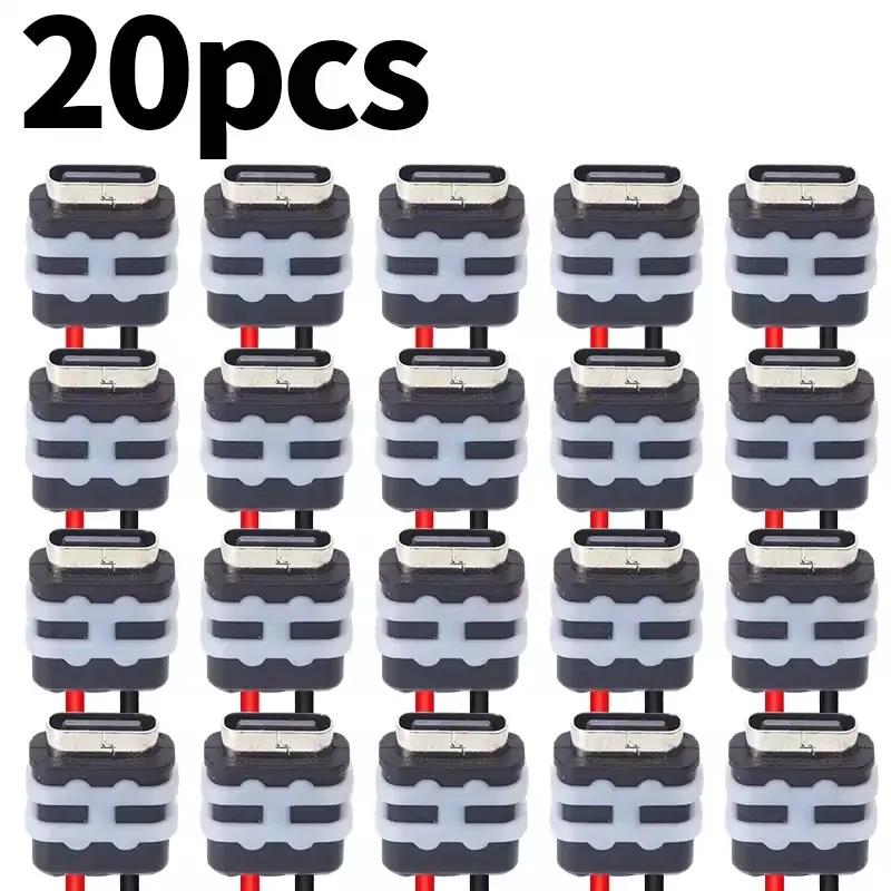 1-20PCS for Auto 3C Appliances Type-C Female Socket Connector 5V 3A Jack Female Charging Port Waterproof Black Wire Connector